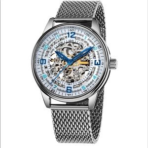 Unisex Akribos XXIV AK446SS Stainless Steel Skeleton Watch Automatic Movement
